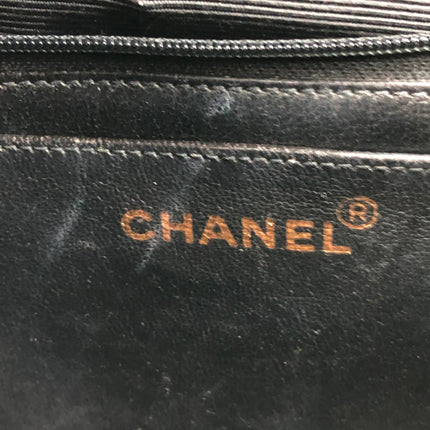 Chanel Classic Flap Maxi Black Velvet Leather Giant Gold CC Logo