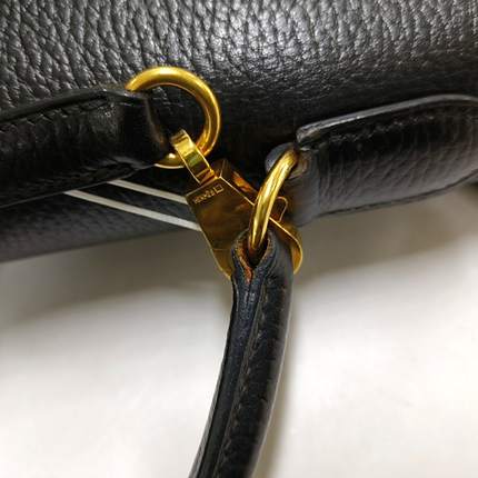 Hermes Kelly 32 Sellier Black Clemence Leather Gold Hardware 1995