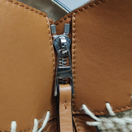 Loewe Hammock Small Brown Leather Knit Top Handle Crossbody Bag