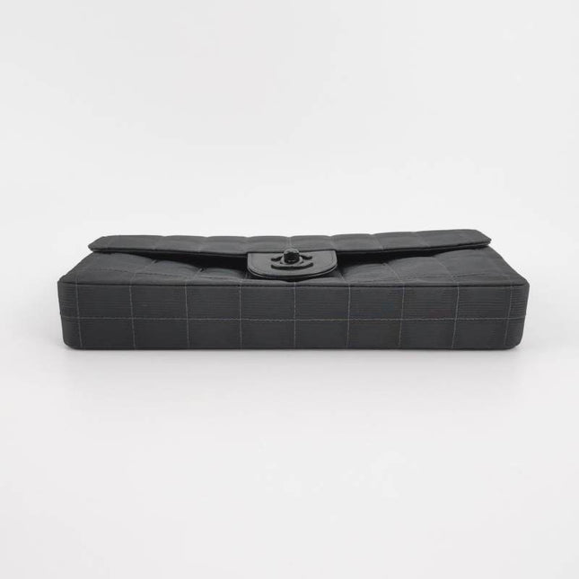 Chanel East West Chocolate Bar Black Leather Silver Hardware, 2000-2002