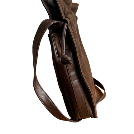 Loewe Flamenco Medium Brown Suede Leather Shoulder Bag 28cm