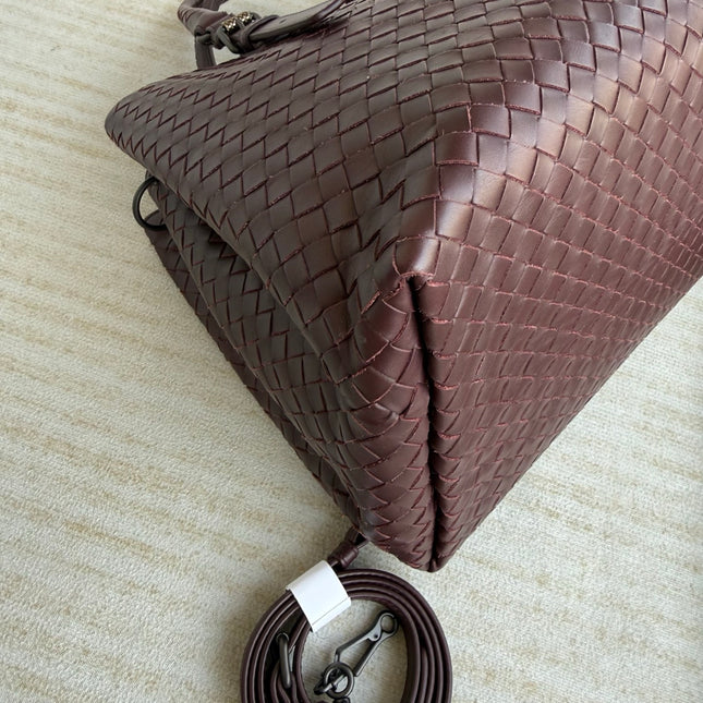 Bottega Veneta Roma Burgundy Intrecciato Nappa Leather Large 35cm