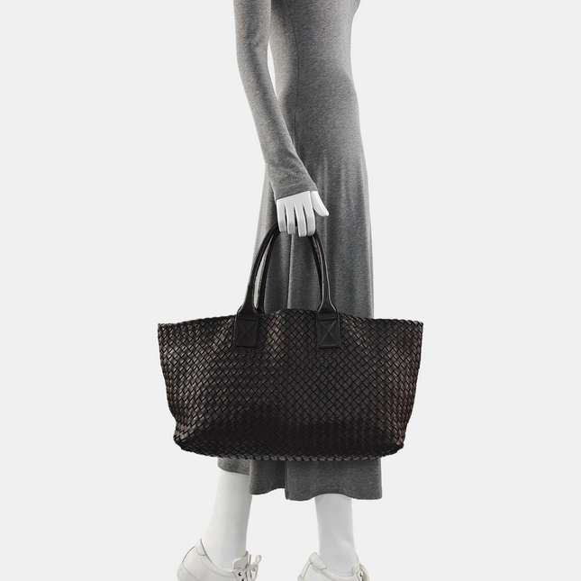 Bottega Veneta Cabat Tote Intreccio Leather Dark Chocolate Brown 40cm