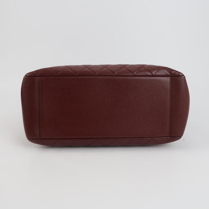 Chanel GST Grand Shopping Tote Burgundy Caviar Leather GM Silver Hardware