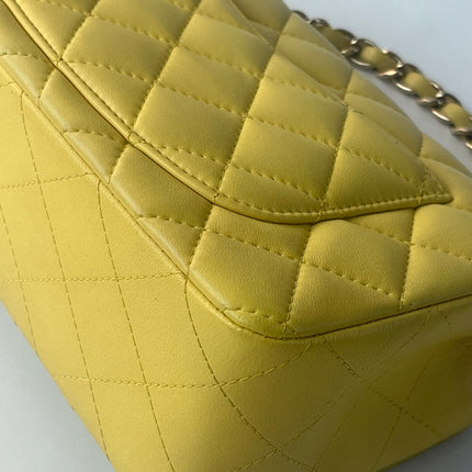 Chanel Classic Flap Rectangular Mini 2016 Yellow Lambskin Leather Gold Hardware
