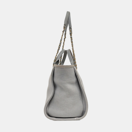 Chanel Deauville Tote Medium Grey Denim Top Handle