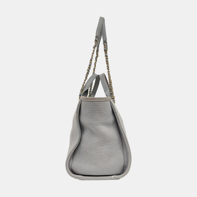 Chanel Deauville Tote Medium Grey Denim Top Handle