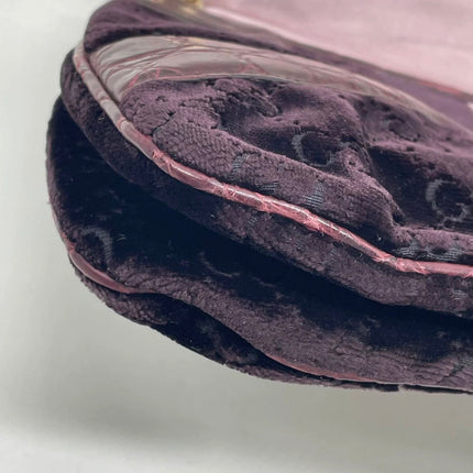 Gucci Jeweled Dragon Bag Purple Crocodile and GG Velvet Bamboo Chain Strap Shoulder Bag