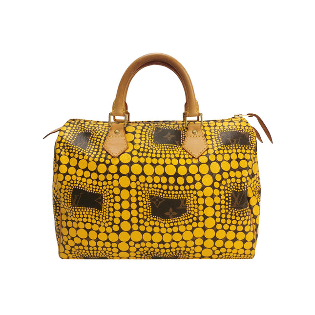 Louis Vuitton Kusama Town Speedy 30 Yellow Top Handle Bag-Luxbags