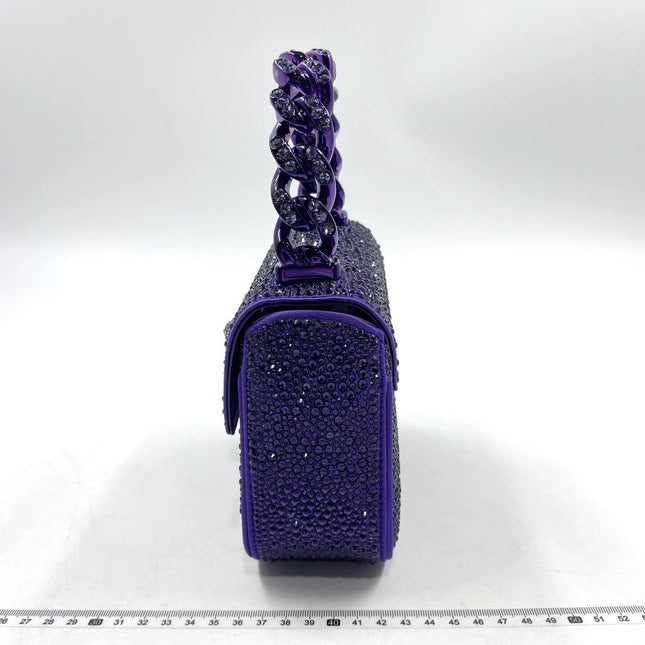 Versace La Medusa Mini Crystal Embellished Top Handle Bag in Purple