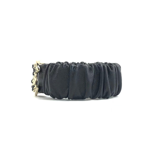Chanel Hair Band Scrunchie Black Lambskin CC Chain Gold Buckle