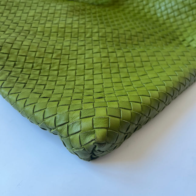 Bottega Veneta Maxi Convertible Tote Bag Hobo Green Leather Two-way Carry 52cm