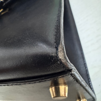 Hermès Kelly 32 Sellier Black Box Leather Gold Hardware with Strap