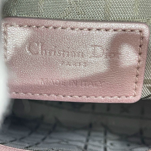 Lady Dior Mini Pearlescent Pink Lambskin Leather Gold HW Chain Strap