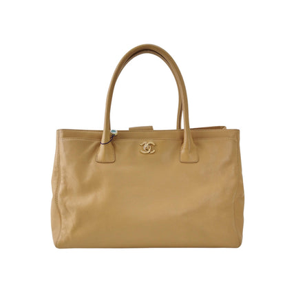 Chanel Cerf Executive Medium Beige Leather Handbag 35cm-Luxbags