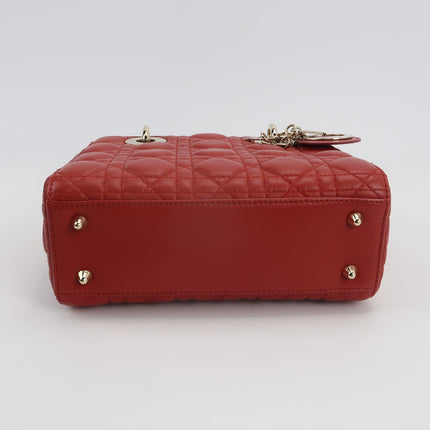 Lady Dior Small My Abcdior Red Lambskin Cannage Leather Gold Hardware