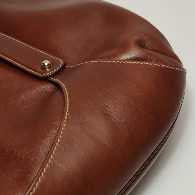Gucci Bamboo Amalfi Hobo Horsebit Shoulder Bag Brown Leather