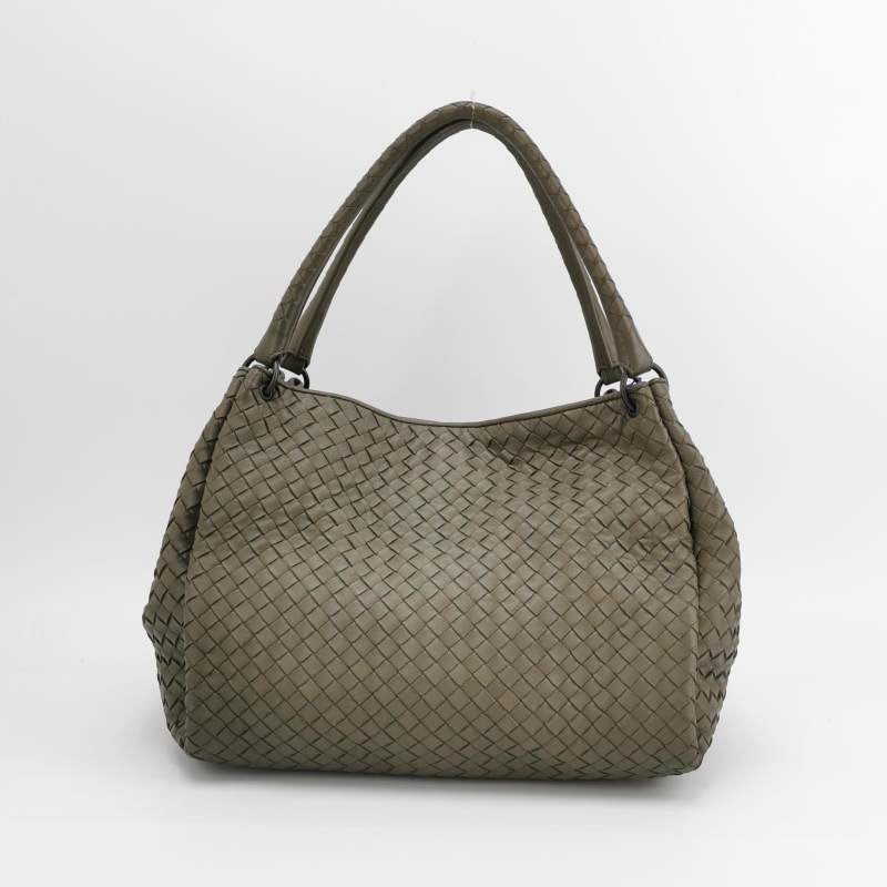 Bottega Veneta Parachute Shoulder Bag Intrecciato Dark Green 33cm