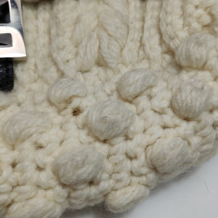 Fendi Mamma Baguette White Crochet Pompom Shoulder Bag