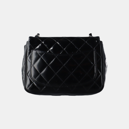 Sold Chanel Classic Flap Mini Square Black Patent Lambskin Crossbody Bag, 2012-2013