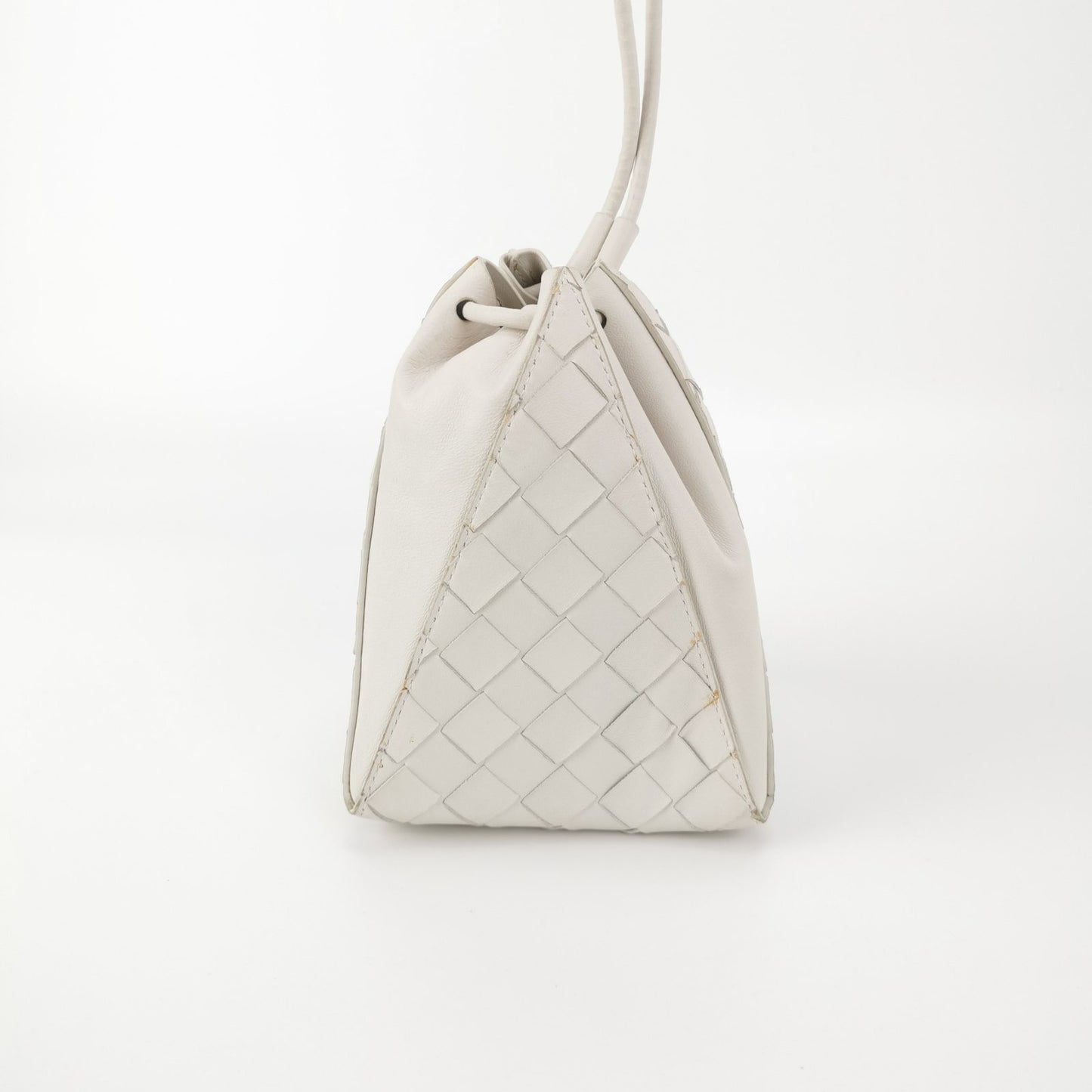 Bottega Veneta White Intrecciato The Mini Knot Shoulder Bag