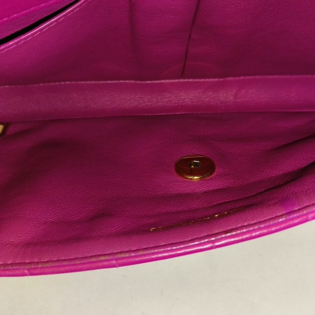 Chanel East West Chocolate Bar Fuchsia Pink Leather 24k Gold hardware