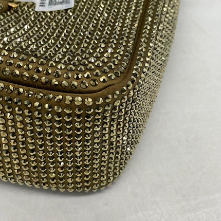 Yves Saint Laurent YSL Le 5 A 7 Hobo Mini Brown Silk Crystals Shoulder Bag