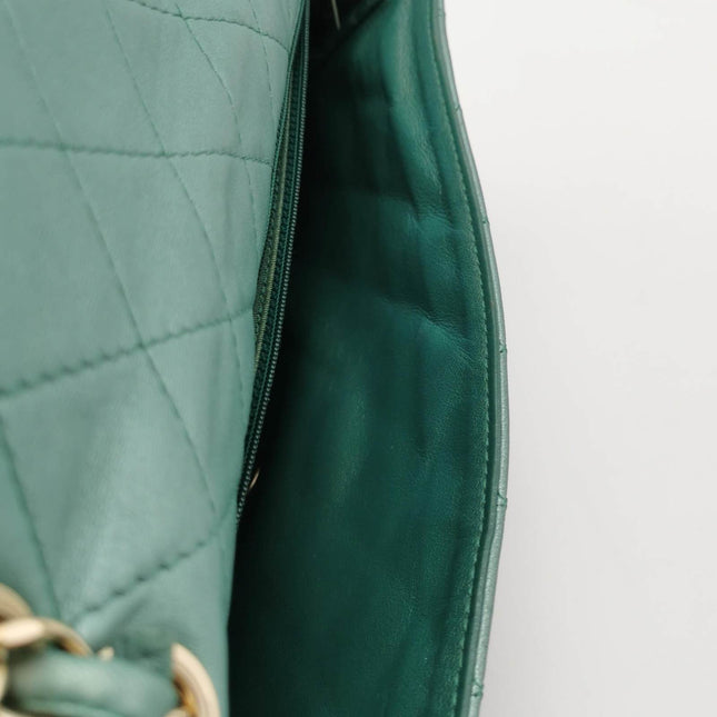 Chanel Classic Flap 2011 Large Teal Green Gem CC Turn lock