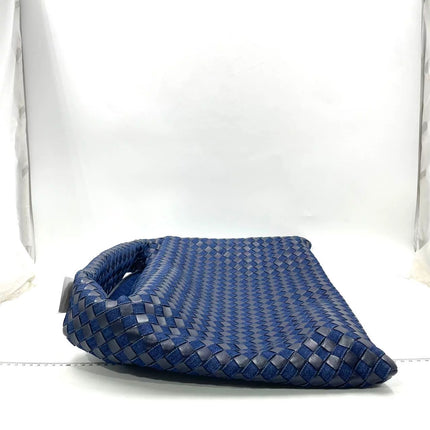 Bottega Veneta Hop Large Leather and Denim Intrecciato Navy Hobo Bag 55cm