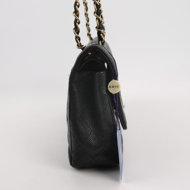 Chanel Classic Flap Medium Black Caviar Leather Gold Hardware, 2009-2010