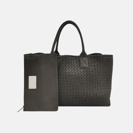 Sold Bottega Veneta Cabat Large Intreccio Leather Tote Bag Dark Chocolate Brown with Pouch 40cm