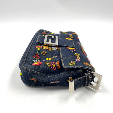 Sold Fendi Baguette Denim with Floral Beads 25 Anniversary Special Collection