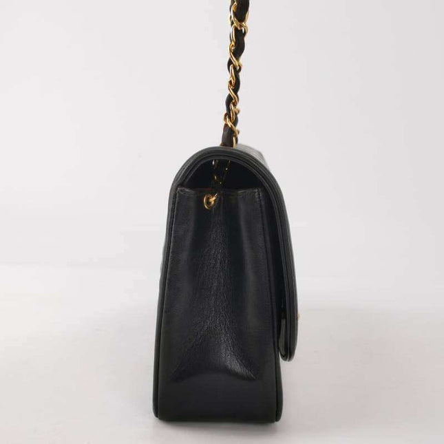 Chanel Diana CC Flap Bag 1994 Vintage Black Lambskin Leather with 24k Gold Hardware