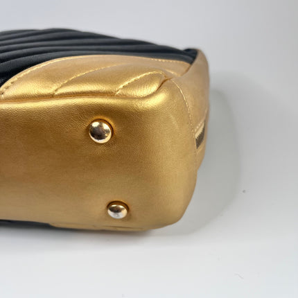 Sold Chanel Chevron Black and Gold Shoulder Bag