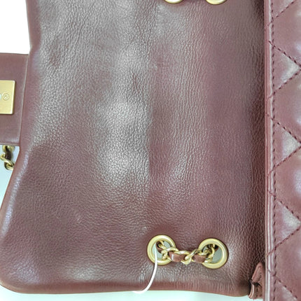 Chanel Rock The Corner Mini Flap Bag Burgundy Calfskin Leather Gold Hardware Corners 2017-18