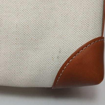 Bottega Veneta Small Andiamo Tan Brown Leather and Beige Canvas Handbag