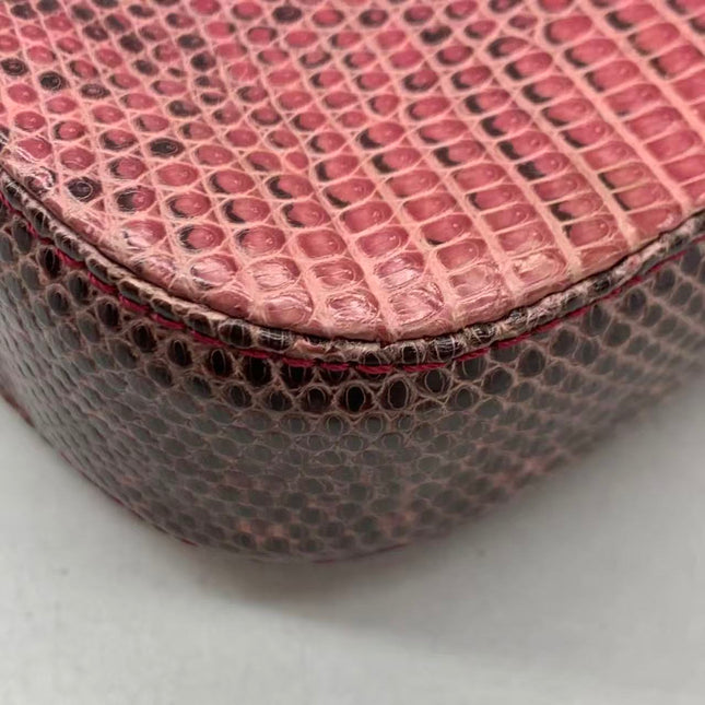 Fendi Baguette Purple Lizard Skin Leather Handbag