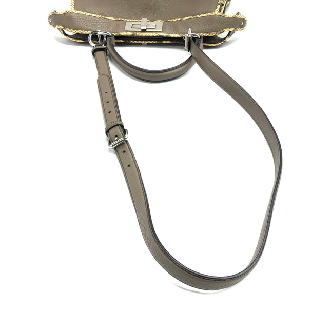 Fendi Peekaboo ISeeU Sellier Small Grey Leather with Python Skin Trimming