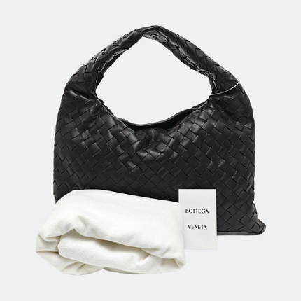 Bottega Veneta Hop Hobo Small Fondant Dark Chocolate Brown Leather 40cm