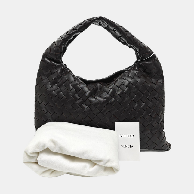 Bottega Veneta Hop Hobo Small Fondant Dark Chocolate Brown Leather 40cm