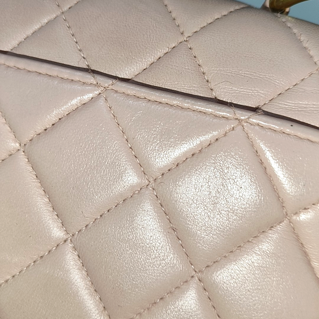 Chanel Vintage Top Handle Trendy CC Kelly Flap Bag Pink Cannage Lambskin Leather 24k Gold Plated Hardware