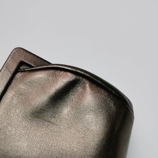 Valentino Flower And Crystal Embellished Metallic Copper Lambskin Leather Clutch