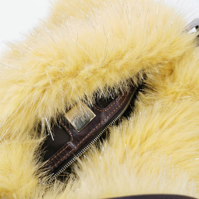 Sold Fendi Baguette Yellow Furry Shoulder Bag