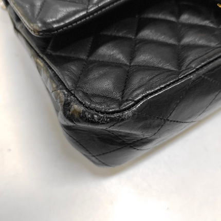 Chanel Timeless Classic Flap Medium Black Lambskin Leather Gold Hardware