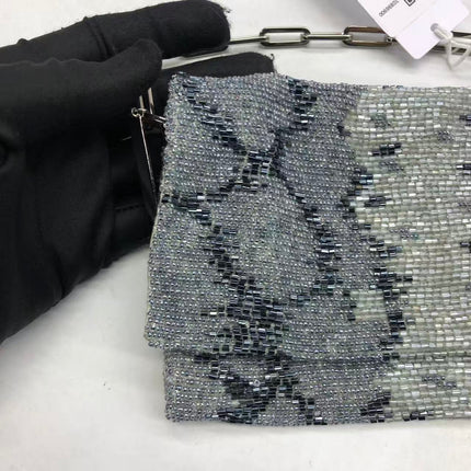 Gucci by Tom Ford Grey Blue Beaded Snake-skin Pattern Chain Shoulder Bag S/S 2000