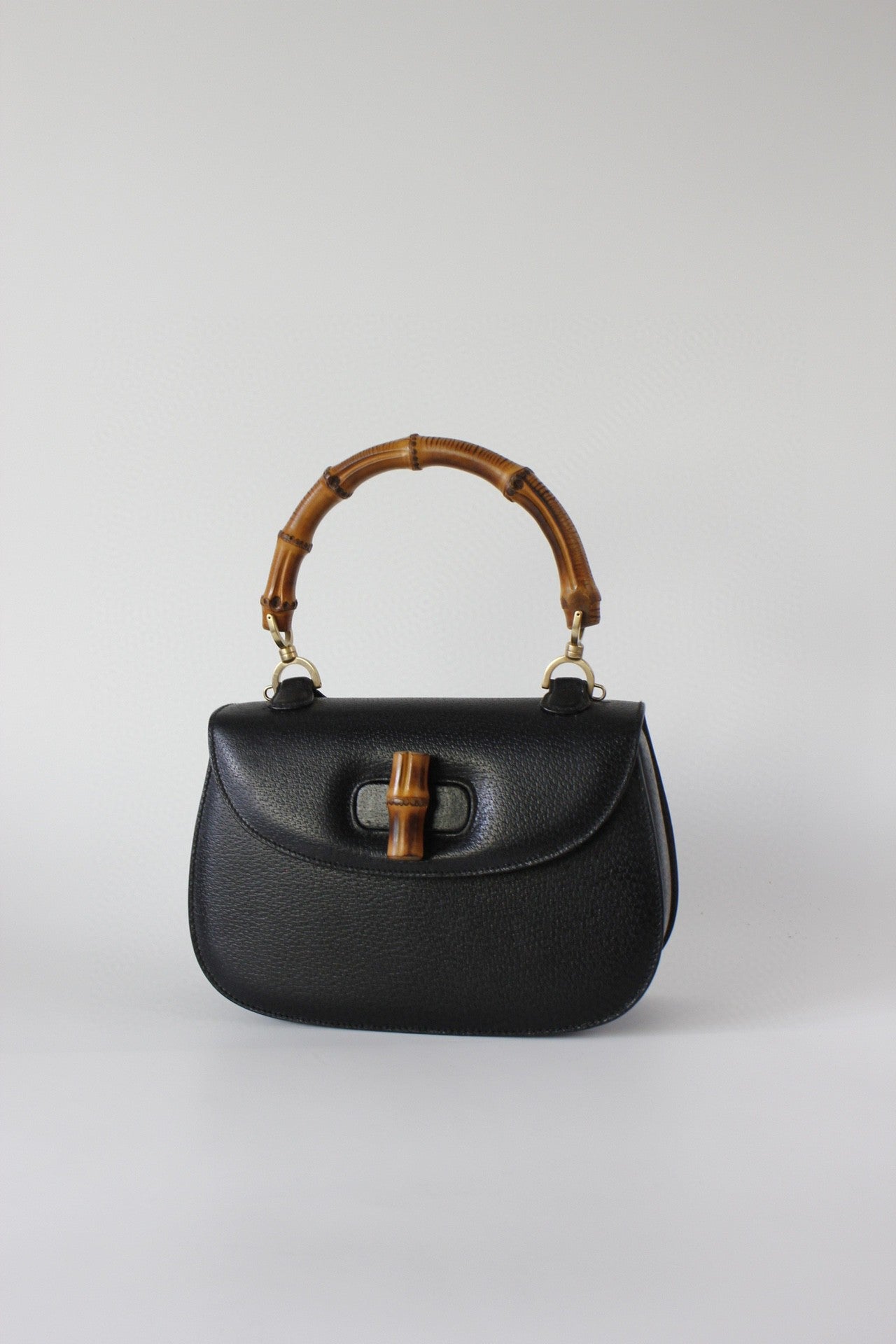 Sold Gucci Bamboo Top Handle Bag Leather Medium Black