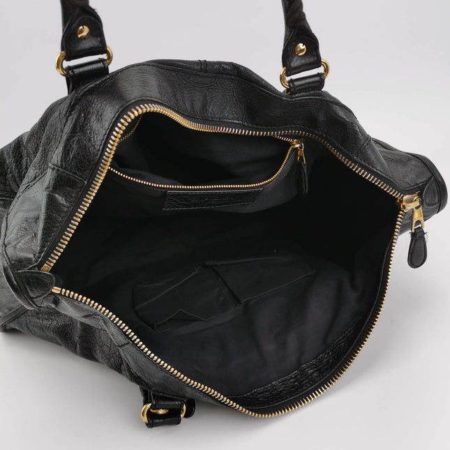 Sold Balenciaga City Bag Black with Gold-tone hardware Large Handbag