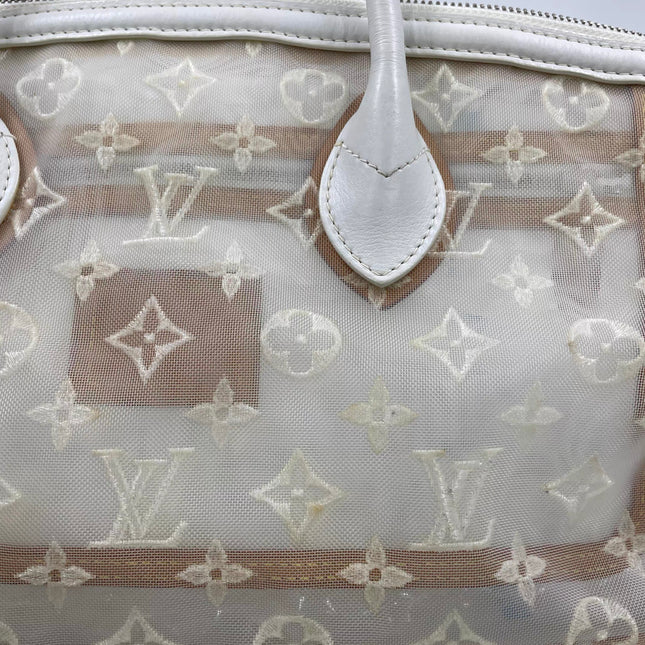 Louis Vuitton Lockit White Mesh Monogram and Leather Handbag