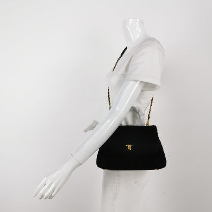 Chanel Coco Handle Small Black Shearling Gold Hardware, 2017