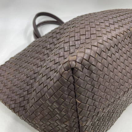 Bottega Veneta Cabat Tote Intreccio Leather Dark Chocolate Brown 40cm